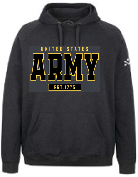 United States Army Premium Tackle Twill Hooded Sweatshirt - TT06-AR Heather Charcoal