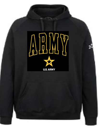 United States Army Premium Tackle Twill Hooded Sweatshirt - TT07-AR Black