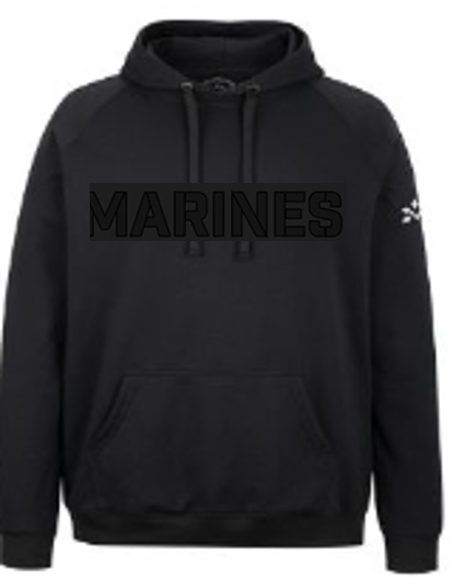 United States Marine Corp Premium Tackle Twill Hooded Sweatshirt - TT08-MC-Black