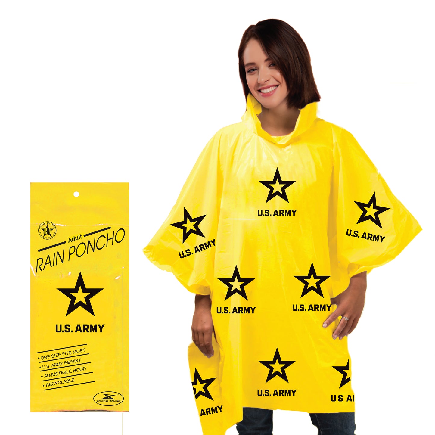 Lighweight Adult Poncho Army Yellow