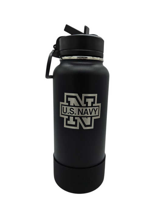 US Navy 32 oz Chug Sportboot bottle w/ matching lid & rubber boot