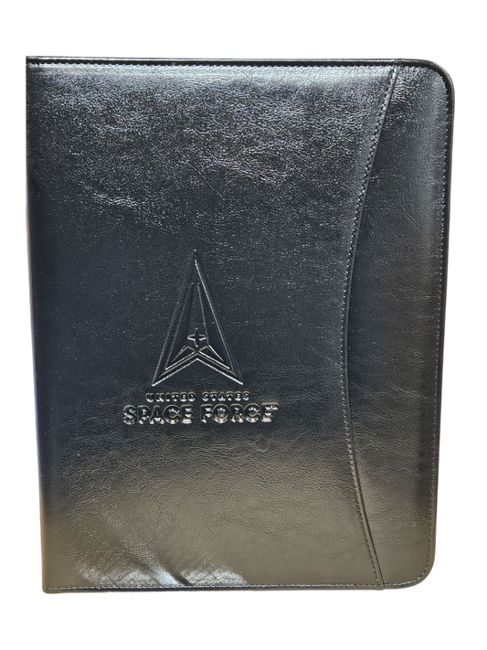 Regular Padfolio Black with Debossed Space Force logo