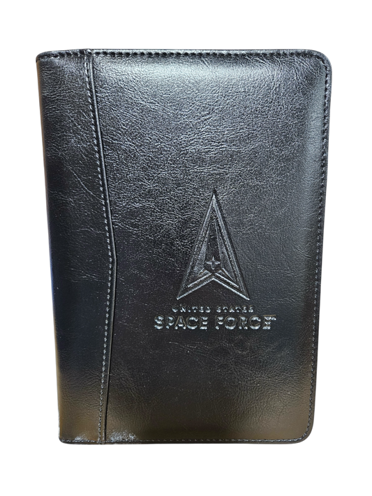 Junior Padfolio Black with Debossed Space Force logo