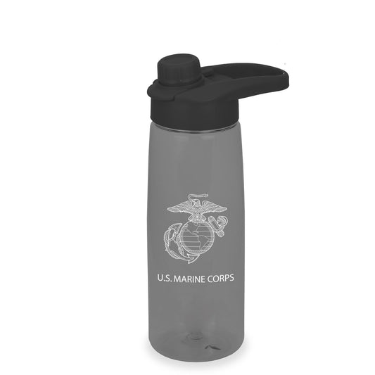 Tritan Smoke Color Water Bottle Marine Corps logo