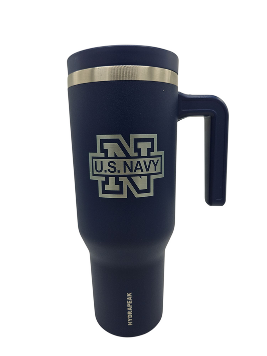 US Navy 40OZ Voyager Stainless Steel Tumbler w/ Handle and Straw