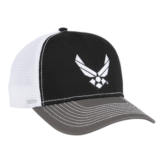 Air Force Black Charcoal Grey Mesh Back Cap