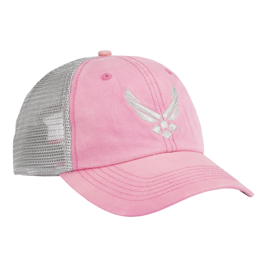 Washed Pink Mesh Air Force Wings logo Cap