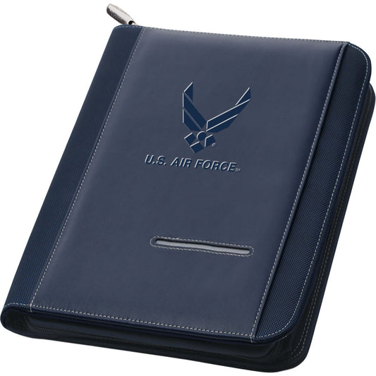 Zippered Padfolio Black with Debossed Air Force Logo